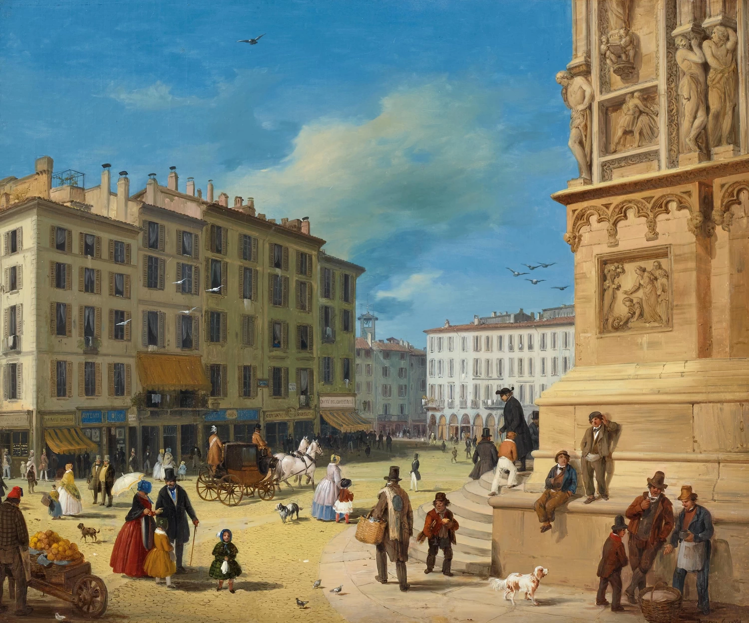La piazza del Duomo a Milano, con Angelo Inganni 2